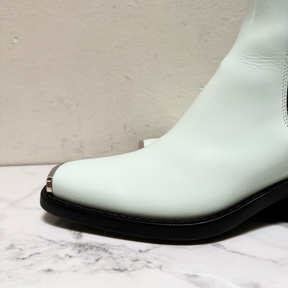 CALVIN KLEIN 205W39NYC Claire Glossy Leather Chelsea Boots In Green - Picture 10 of 16